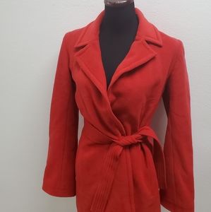 ❤ BCBG Red Pea Coat